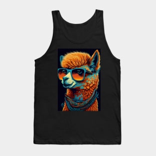 Alpaca Wearing Sunglasses and Bandana Tank Top